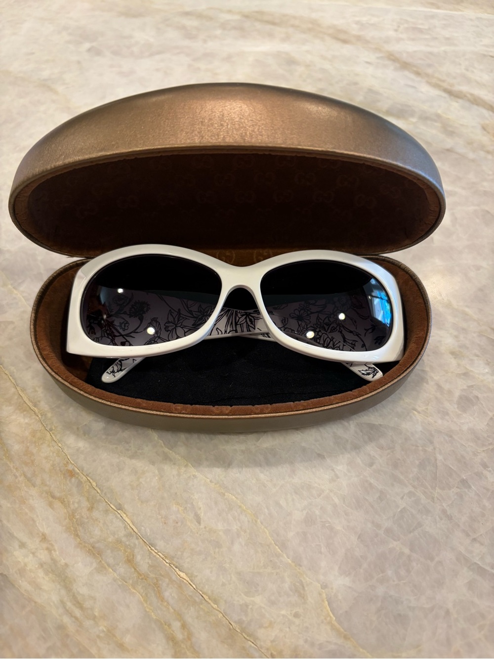 Gucci White Frame Sunglasses